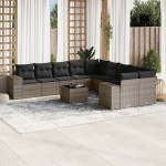 vidaXL Set canapele de grădină cu perne, 11 piese, gri, poliratan vidaXL Set canapele de grădină cu perne, 11 piese, gri, poliratan