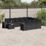 vidaXL Set canapele de grădină cu perne, 11 piese, negru, poliratan vidaXL Set canapele de grădină cu perne, 11 piese, negru, poliratan