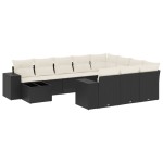 vidaXL Set canapele de grădină cu perne, 11 piese, negru, poliratan