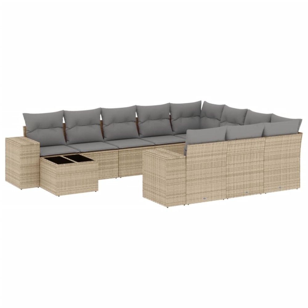 vidaXL Set canapele de grădină cu perne, 11 piese, bej, poliratan