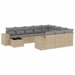 vidaXL Set canapele de grădină cu perne, 11 piese, bej, poliratan