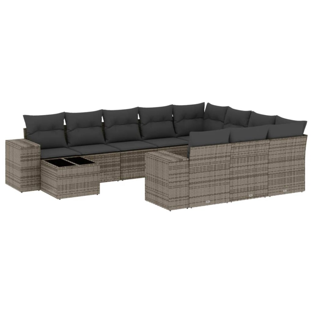 vidaXL Set canapele de grădină cu perne, 11 piese, gri, poliratan