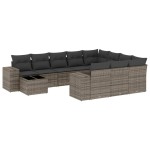 vidaXL Set canapele de grădină cu perne, 11 piese, gri, poliratan