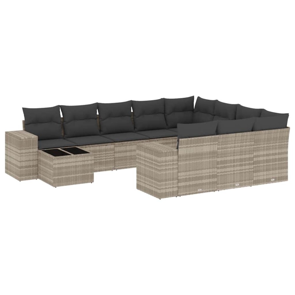 vidaXL Set canapele de grădină cu perne, 11 piese, gri, poliratan