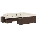 vidaXL Set canapele de grădină cu perne, 11 piese, maro, poliratan vidaXL Set canapele de grădină cu perne, 11 piese, maro, poliratan