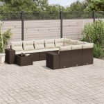 vidaXL Set canapele de grădină cu perne, 11 piese, maro, poliratan vidaXL Set canapele de grădină cu perne, 11 piese, maro, poliratan