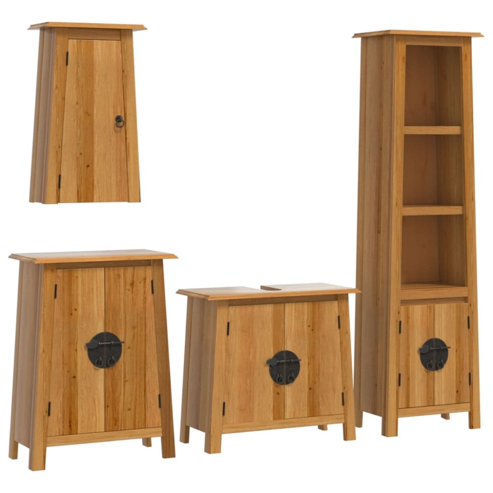 vidaXL Set mobilier de baie, 4 piese, lemn masiv de pin