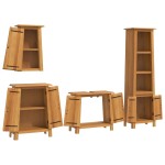 vidaXL Set mobilier de baie, 4 piese, lemn masiv de pin