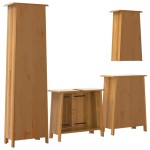 vidaXL Set mobilier de baie, 4 piese, lemn masiv de pin