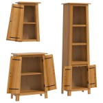 vidaXL Set mobilier de baie, 3 piese, lemn masiv de pin vidaXL Set mobilier de baie, 3 piese, lemn masiv de pin