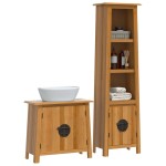vidaXL Set mobilier de baie, 2 piese, lemn masiv de pin vidaXL Set mobilier de baie, 2 piese, lemn masiv de pin