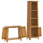 vidaXL Set mobilier de baie, 2 piese, lemn masiv de pin vidaXL Set mobilier de baie, 2 piese, lemn masiv de pin