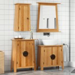 vidaXL Set mobilier de baie, 3 piese, lemn masiv de pin vidaXL Set mobilier de baie, 3 piese, lemn masiv de pin