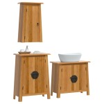 vidaXL Set mobilier de baie, 3 piese, lemn masiv de pin vidaXL Set mobilier de baie, 3 piese, lemn masiv de pin