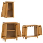 vidaXL Set mobilier de baie, 3 piese, lemn masiv de pin vidaXL Set mobilier de baie, 3 piese, lemn masiv de pin