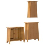 vidaXL Set mobilier de baie, 3 piese, lemn masiv de pin vidaXL Set mobilier de baie, 3 piese, lemn masiv de pin