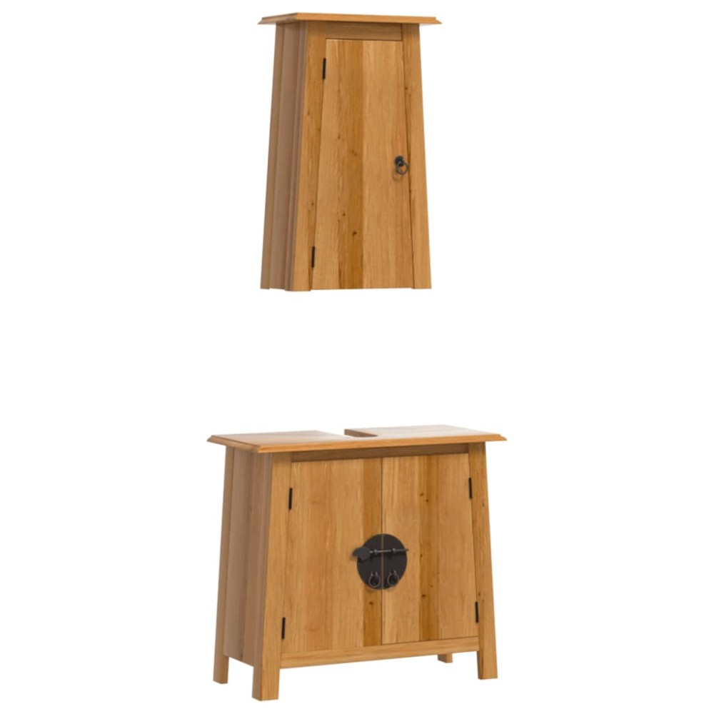 vidaXL Set mobilier de baie, 2 piese, lemn masiv de pin