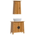 vidaXL Set mobilier de baie, 2 piese, lemn masiv de pin vidaXL Set mobilier de baie, 2 piese, lemn masiv de pin