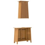 vidaXL Set mobilier de baie, 2 piese, lemn masiv de pin vidaXL Set mobilier de baie, 2 piese, lemn masiv de pin