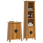 vidaXL Set mobilier de baie, 2 piese, lemn masiv de pin vidaXL Set mobilier de baie, 2 piese, lemn masiv de pin