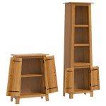 vidaXL Set mobilier de baie, 2 piese, lemn masiv de pin vidaXL Set mobilier de baie, 2 piese, lemn masiv de pin