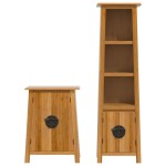 vidaXL Set mobilier de baie, 2 piese, lemn masiv de pin vidaXL Set mobilier de baie, 2 piese, lemn masiv de pin