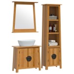 vidaXL Set mobilier de baie, 3 piese, lemn masiv de pin vidaXL Set mobilier de baie, 3 piese, lemn masiv de pin