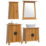 vidaXL Set mobilier de baie, 4 piese, lemn masiv de pin
