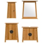 vidaXL Set mobilier de baie, 4 piese, lemn masiv de pin