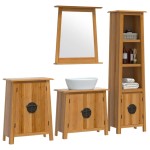 vidaXL Set mobilier de baie, 4 piese, lemn masiv de pin