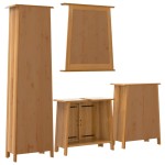 vidaXL Set mobilier de baie, 4 piese, lemn masiv de pin