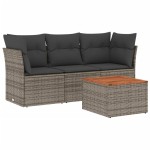 vidaXL Set canapea de grădină cu perne, 4 piese, gri, poliratan vidaXL Set canapea de grădină cu perne, 4 piese, gri, poliratan