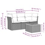 vidaXL Set canapea de grădină cu perne, 4 piese, gri, poliratan vidaXL Set canapea de grădină cu perne, 4 piese, gri, poliratan