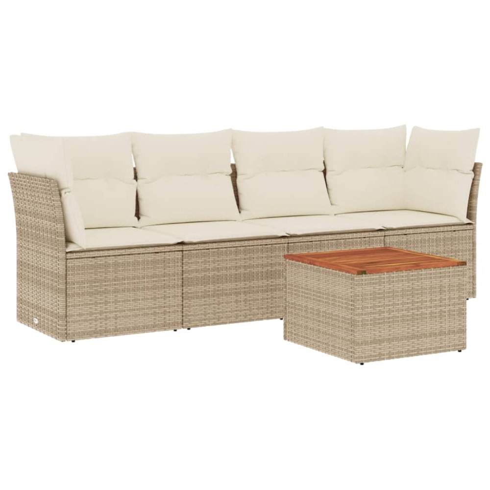 vidaXL Set canapele de grădină cu perne, 5 piese, bej, poliratan