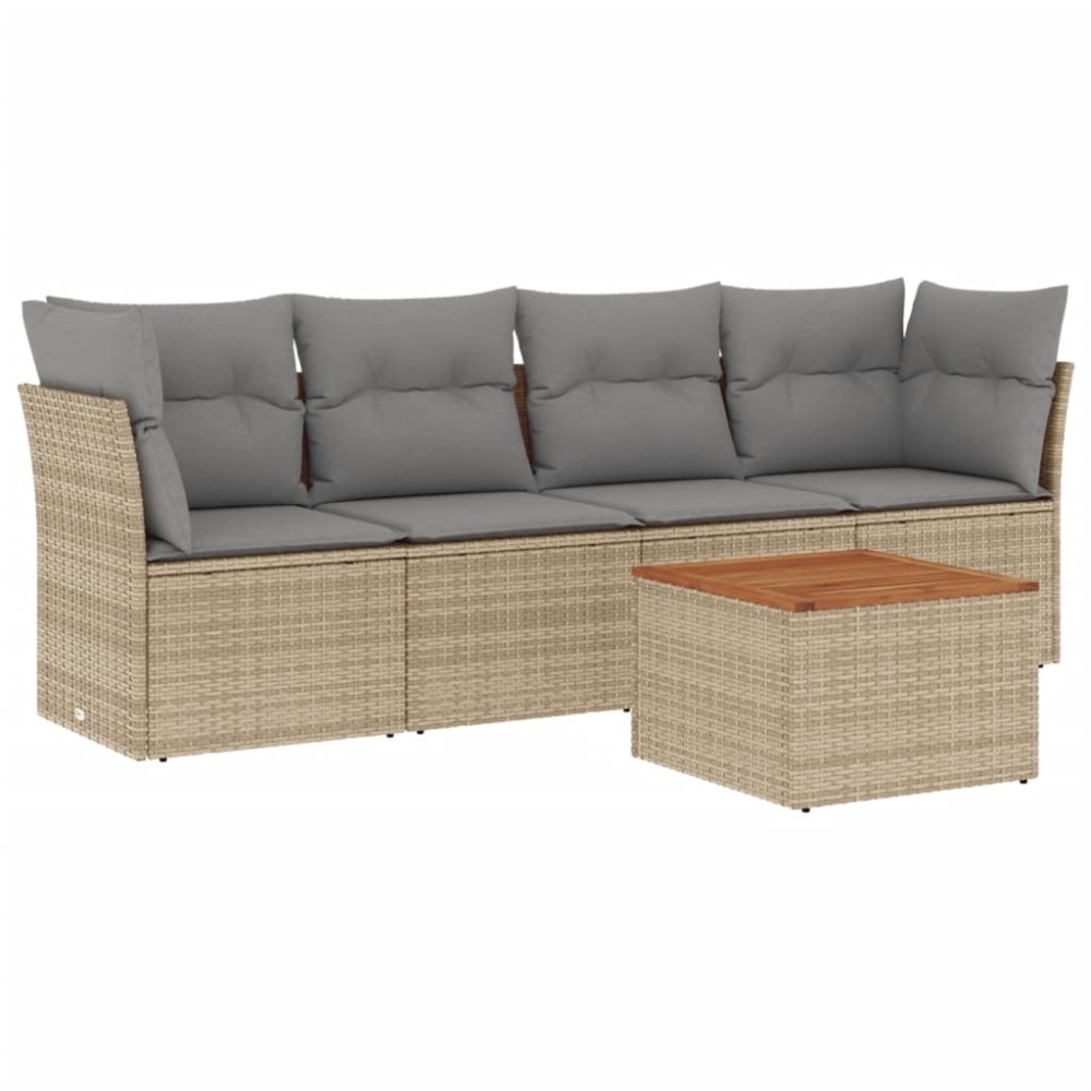 vidaXL Set canapele de grădină cu perne, 5 piese, bej, poliratan