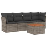 vidaXL Set canapea de grădină cu perne, 5 piese, gri, poliratan