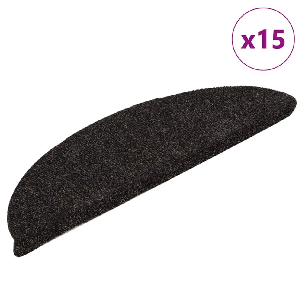 vidaXL Covorașe pentru scări autoadezive, 15 buc., 65x21x4 cm, maro închis, semirotunde, mari