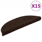 vidaXL Covorașe pentru scări autoadezive, 15 buc., 56x17x3 cm, maro, semirotunde vidaXL Covorașe pentru scări autoadezive, 15 buc., 56x17x3 cm, maro, semirotunde