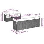 vidaXL Set mobilier de grădină cu perne, 8 piese, negru, poliratan