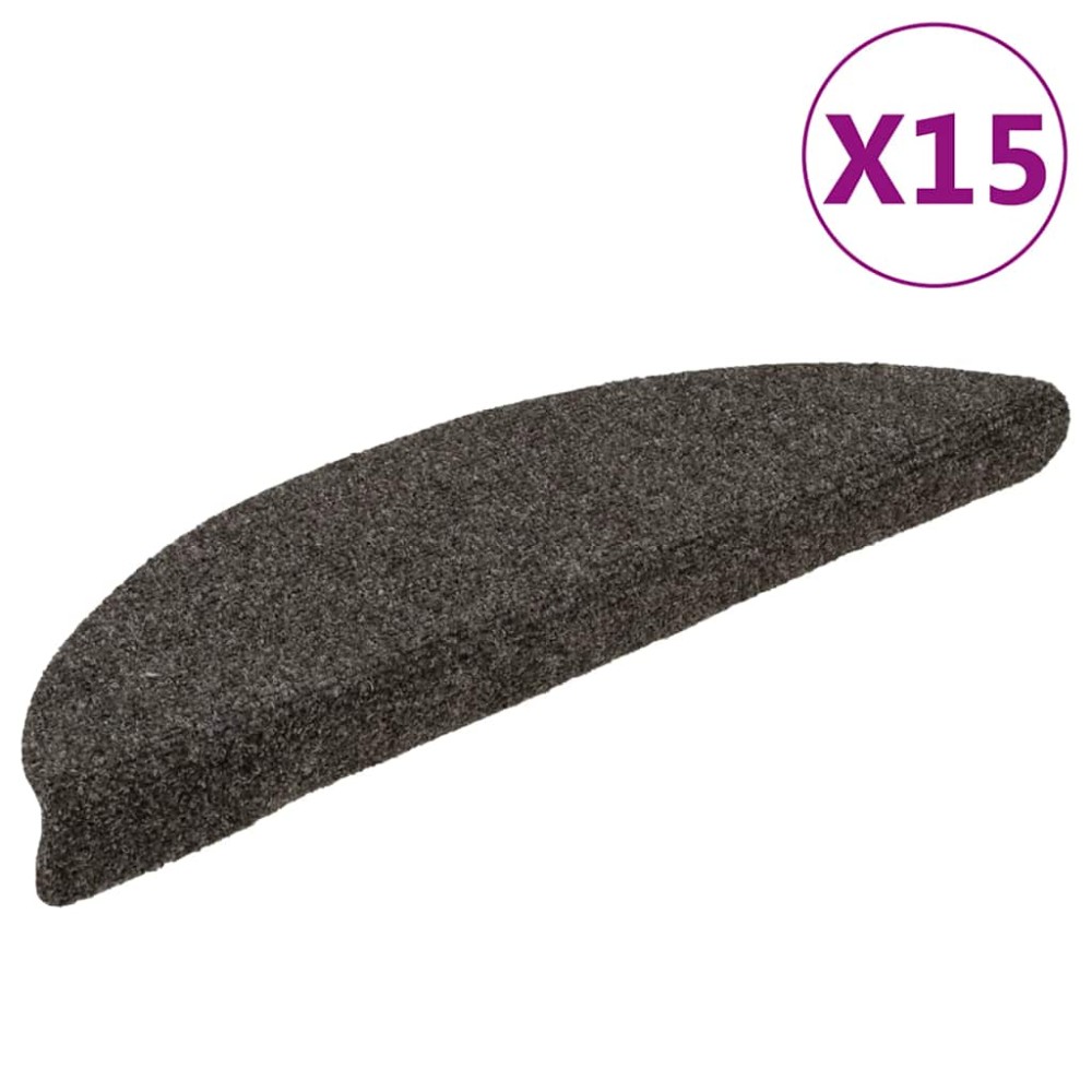 vidaXL Covorașe pentru scări autoadezive, 15 buc., 56x17x3 cm, antracit, semirotunde