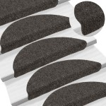 vidaXL Covorașe pentru scări autoadezive, 15 buc., 56x17x3 cm, antracit, semirotunde
