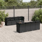 vidaXL Set mobilier de grădină cu perne, 9 piese, negru, poliratan vidaXL Set mobilier de grădină cu perne, 9 piese, negru, poliratan