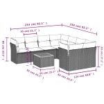 vidaXL Set mobilier de grădină cu perne, 9 piese, negru, poliratan