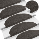 vidaXL Covorașe pentru scări autoadezive, 15 buc., 65x21x4 cm, antracit, semirotunde, mari