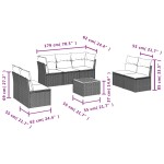 vidaXL Set mobilier de grădină cu perne, 8 piese, negru, poliratan