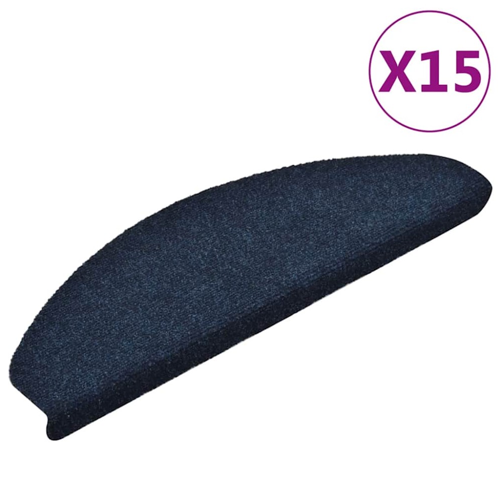 vidaXL Covorașe autoadezive pentru scări, 15 buc., 65x21x4 cm, bleumarin, semirotunde, mari