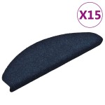 vidaXL Covorașe autoadezive pentru scări, 15 buc., 65x21x4 cm, bleumarin, semirotunde, mari