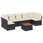 vidaXL Set mobilier de grădină cu perne, 8 piese, negru, poliratan vidaXL Set mobilier de grădină cu perne, 8 piese, negru, poliratan