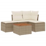 vidaXL Set canapele de grădină cu perne, 5 piese, bej, poliratan