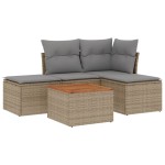 vidaXL Set canapele de grădină cu perne, 5 piese, bej, poliratan vidaXL Set canapele de grădină cu perne, 5 piese, bej, poliratan